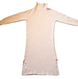 Elegant Cream Turtleneck Sweater Dress